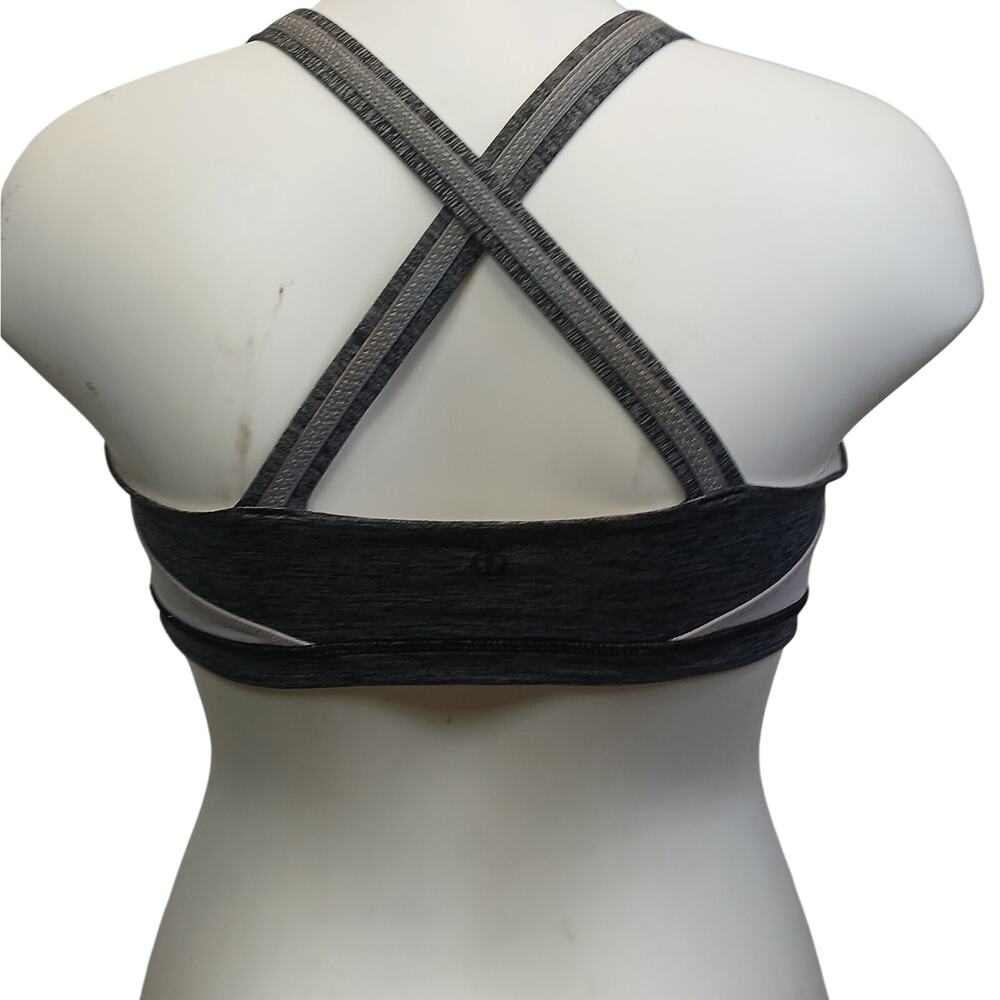 Lululemon Womens 10 Heathered Gray Strappy Crisscross Back Sports Bra - Picture 10 of 10